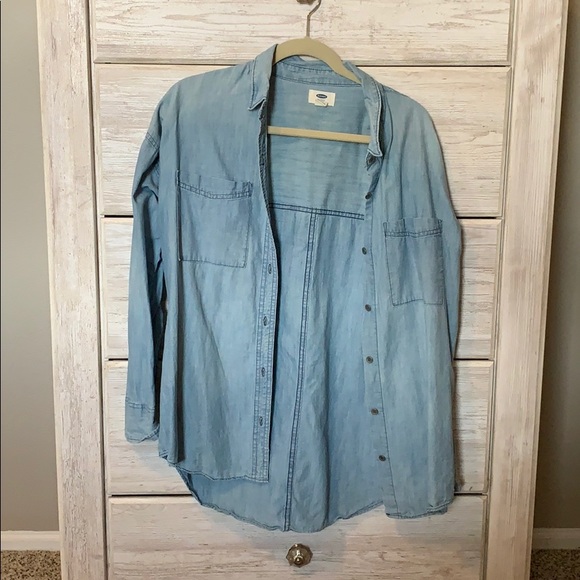Jean Button Down Top - Picture 1 of 2